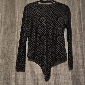 Chic Black Zebra Print Bodysuit